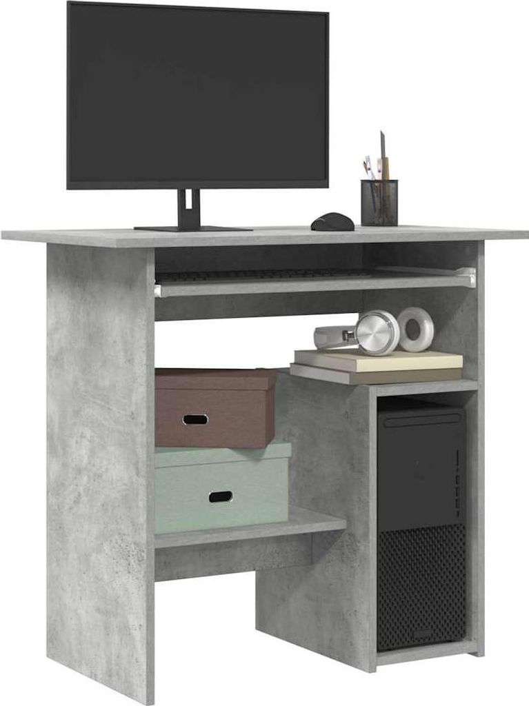 Scrivania grigio cemento 80x45x74 cm materiale a base di Immagine del prodotto 