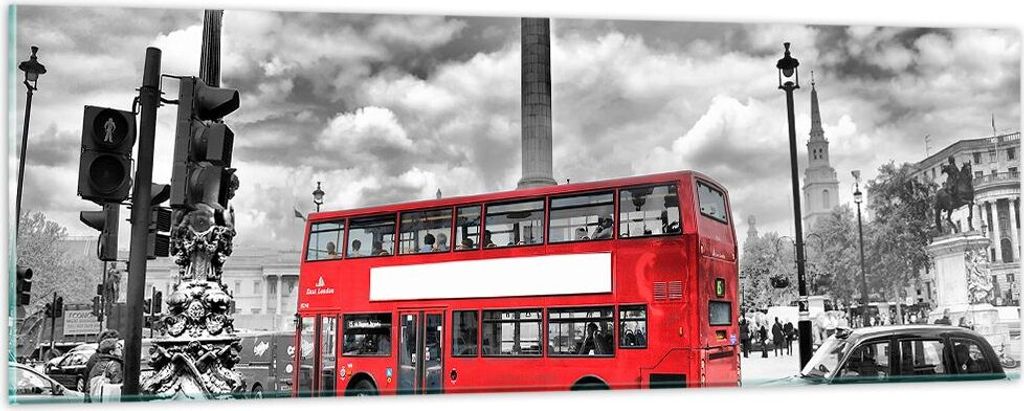 Bilder auf glas - Trafalgar Platz Taxi London - 90x30cm - Glasbilder - Wandbilder - Kunstdruck - zum Aufhängen bereit - Wanddekoration aus Glas - ...