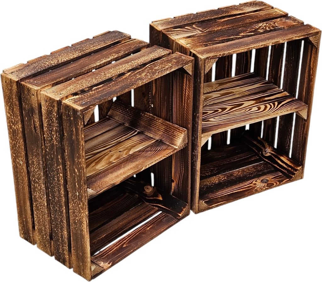 Holzkisten 2er Set mit Regalboden Kurz 50 x 40 x 30cm Produktbild 1