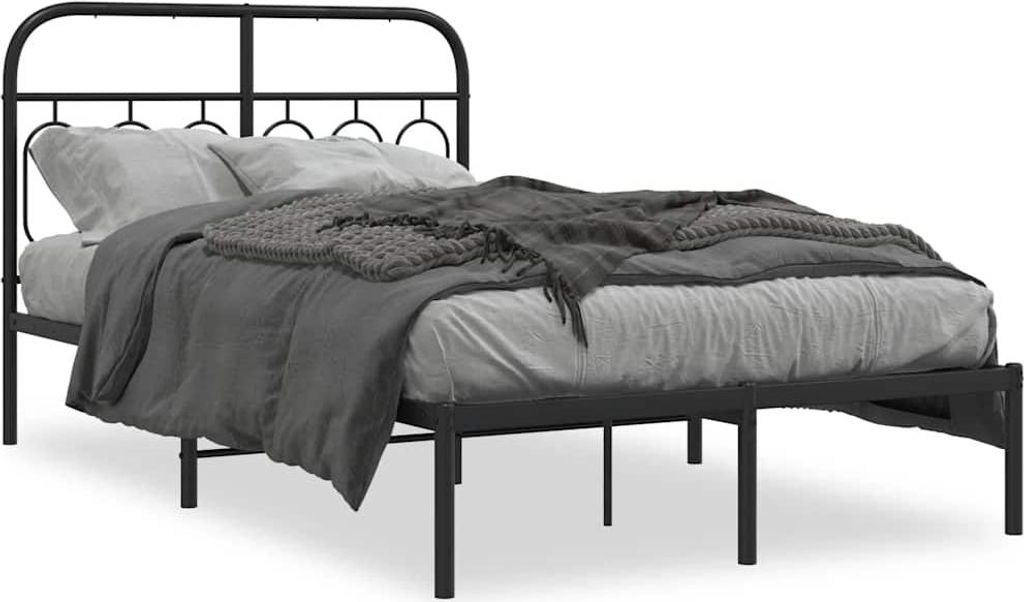 vidaXL Bettgestell mit Kopfteil Metall Schwarz 120x200 cm Produktbild 