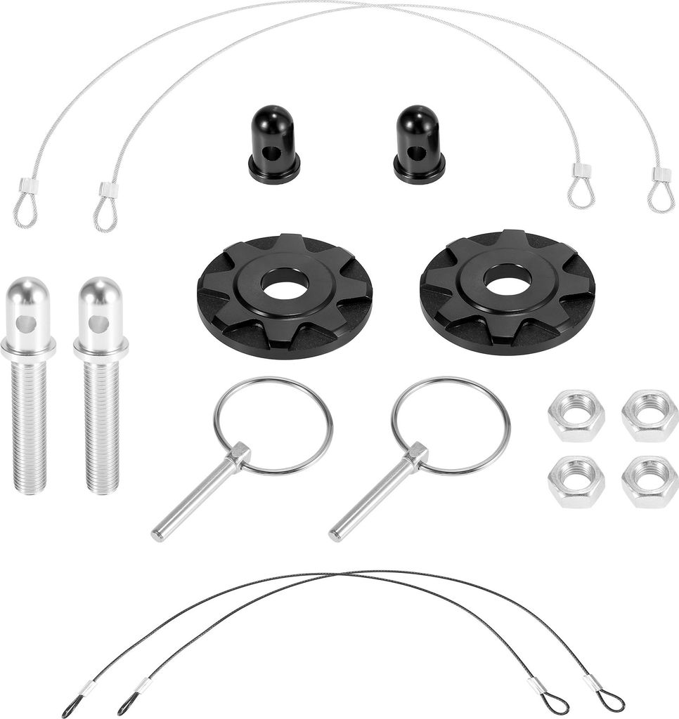 2 Satz Universal Motorhauben Stifte Kit Verriegeln Verriegelungs Set Schwarz