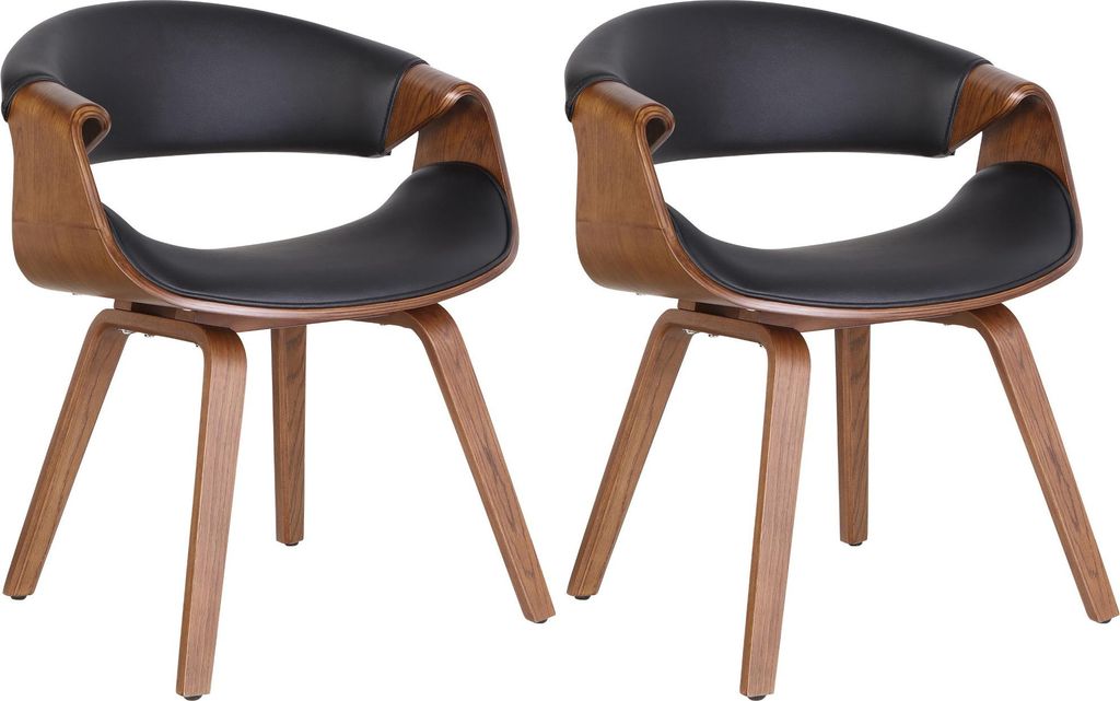 2er Set Esszimmerstuhl VIZON - Kunstleder Eiche/schwarz 62x52x76 cm | Essstühle Esszimmerstühle Küchenstühle Wohnzimmerstühle