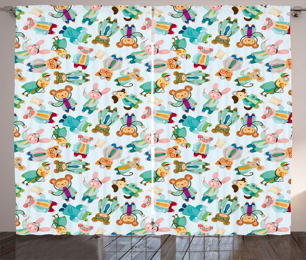 ABAKUHAUS Rideau Rustique Art Vétérinaire 280x225cm Bleu Bébé