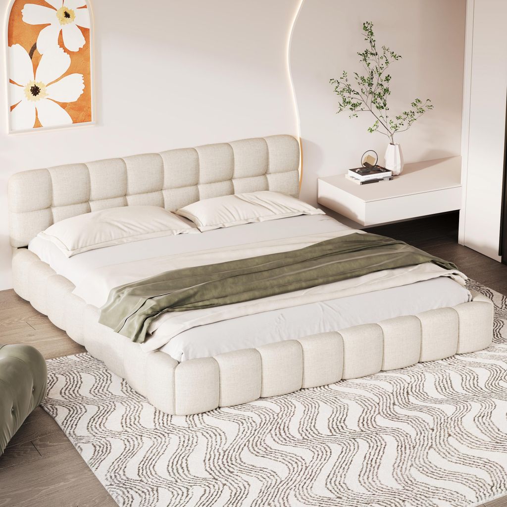 Cama tapizada UnboxG de 140 x 200 cm, cama juvenil, cama de Imagen del producto 