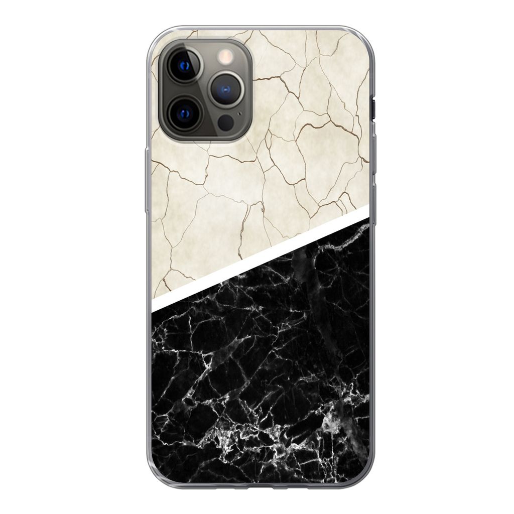MuchoWow Handyhülle Schutzhülle Hülle für iPhone 12 Pro Marmor - Muster - Luxus Silikon Softcase Handy Hülle - Abdeckung