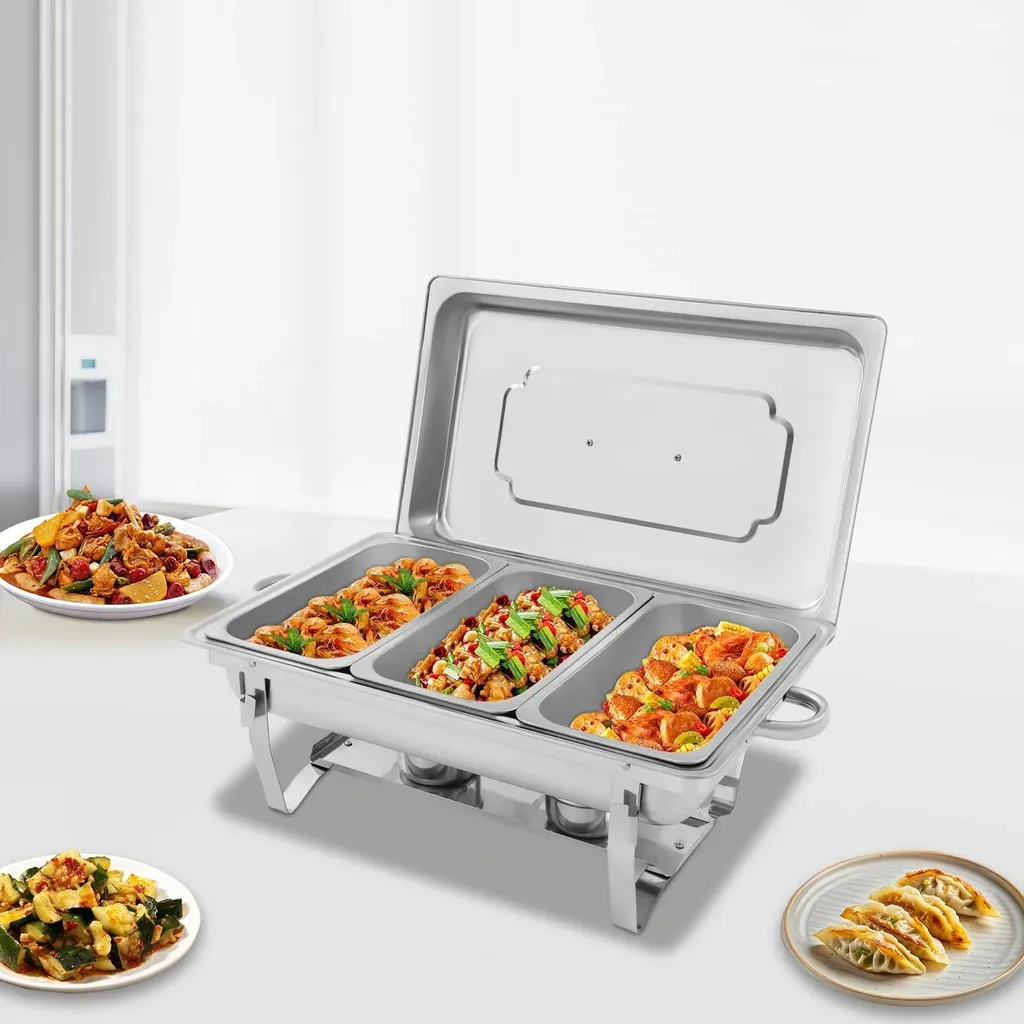 Chafing Dish Buffet Set Inox 3 Compartiments 2,5L pour Self-Service - 3
