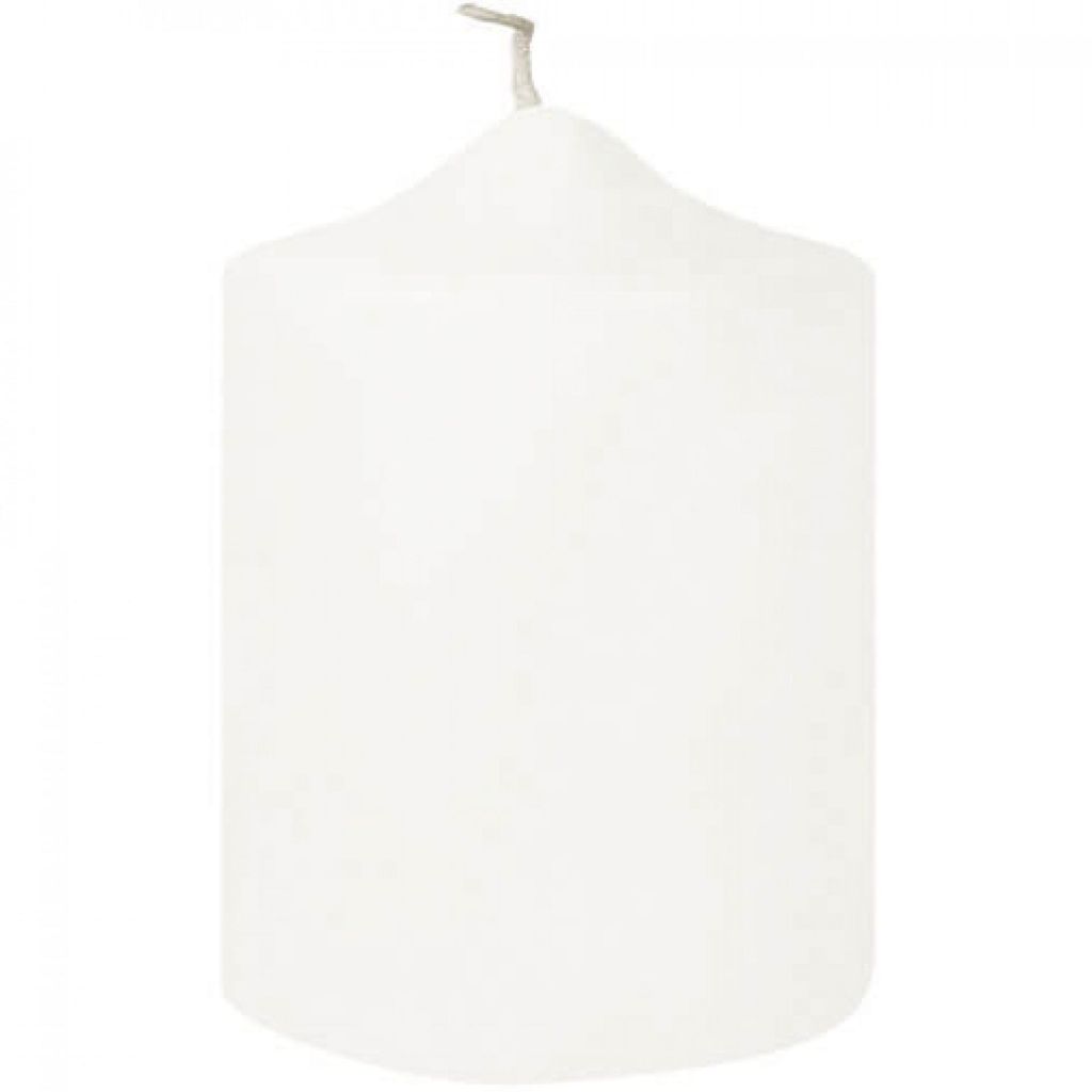 Fink getauchte Stumpenkerze Candle weiß Paraffin Höhe 10 cm