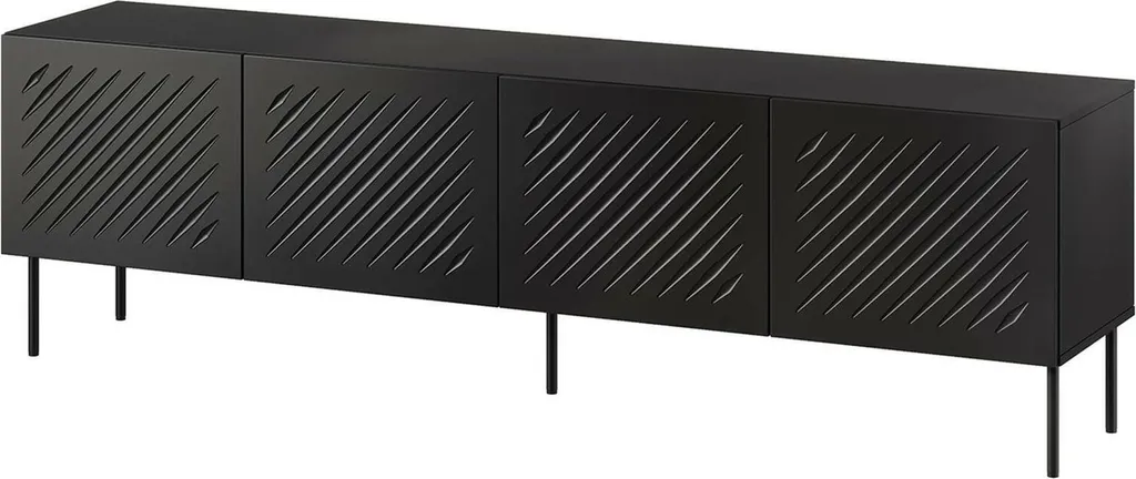 Meuble TV Salon Trofa 201 cm pour Grand Écran Plat et Home Cinéma Noir