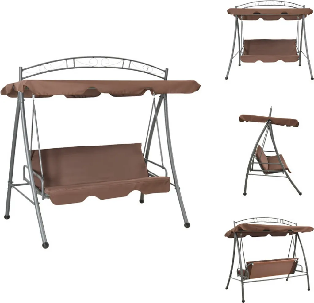 Balancelle Hollywoodienne Brun Café - Toit Inclinable & Fonction Lit