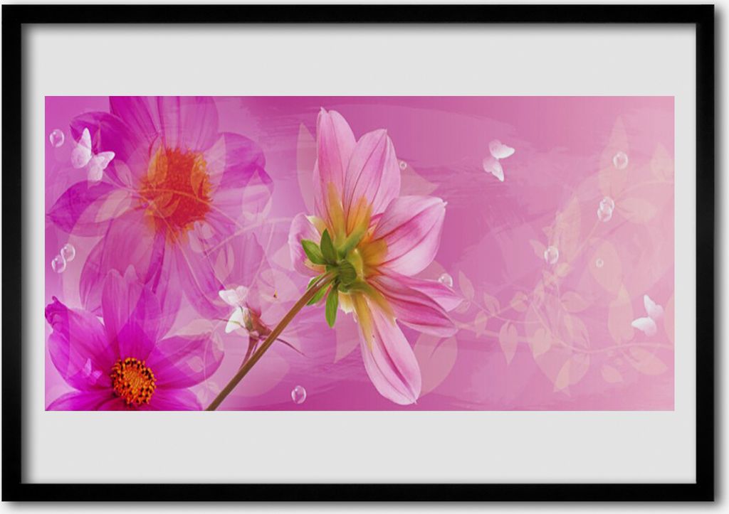 Bild 100x70 MDF-Rahmen Wandkunst Blumen Pflanzen Natur