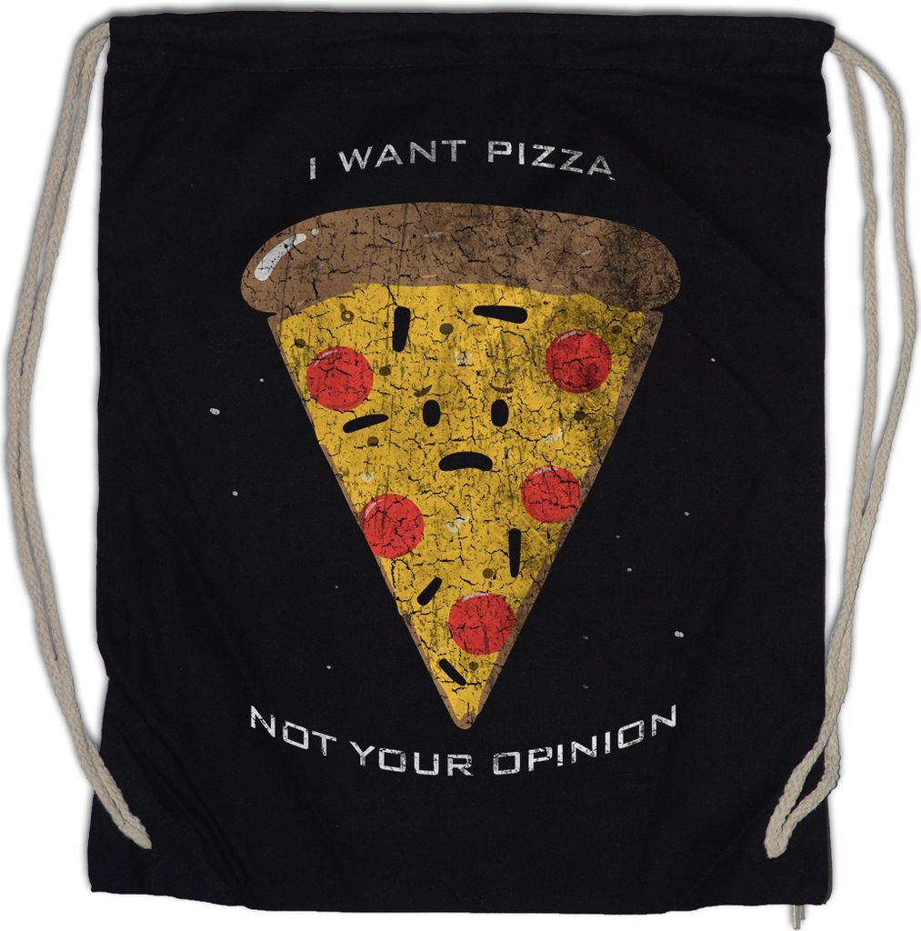 Urban Backwoods I Want Pizza, Turnbeutel, Farbe: Schwarz
