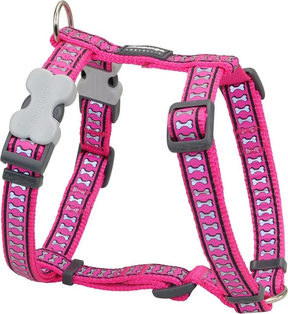 Pettorina Red Dingo Bone Rosa Riflettente 46-76cm | Sicurezza Cani