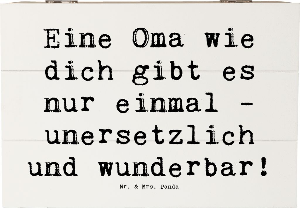 Mr. & Mrs. Panda Holztruhe Spruch Einzigartige Oma 22 x 15 cm - Weiß - Geschenk, geschenkkiste, Holzkiste mit Deckel, liebevoll, Aufmerksamkeit, D...