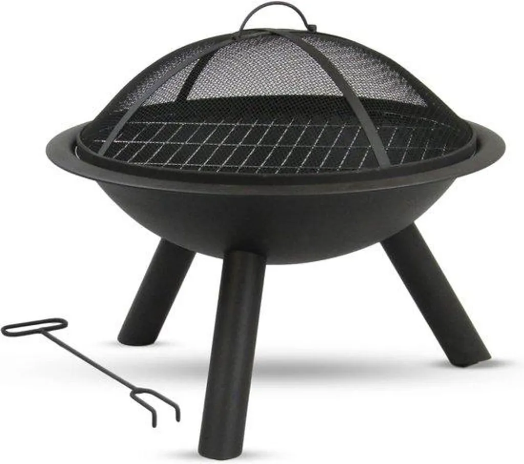 Chauffage de terrasse Ø 56 cm - Foyer bois noir pour soirée jardin