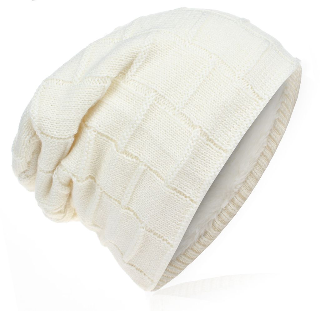 Strick Beanie Gitter Muster Weiss L Produktbild 