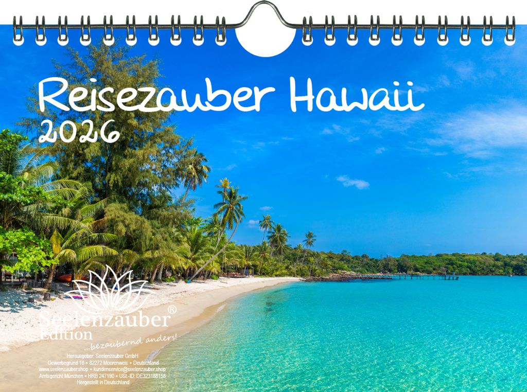 Reisezauber Hawaii DIN A5 Kalender für 2026 Amerika Honolulu Stadt Reise Land Urlaub - Seelenzauber