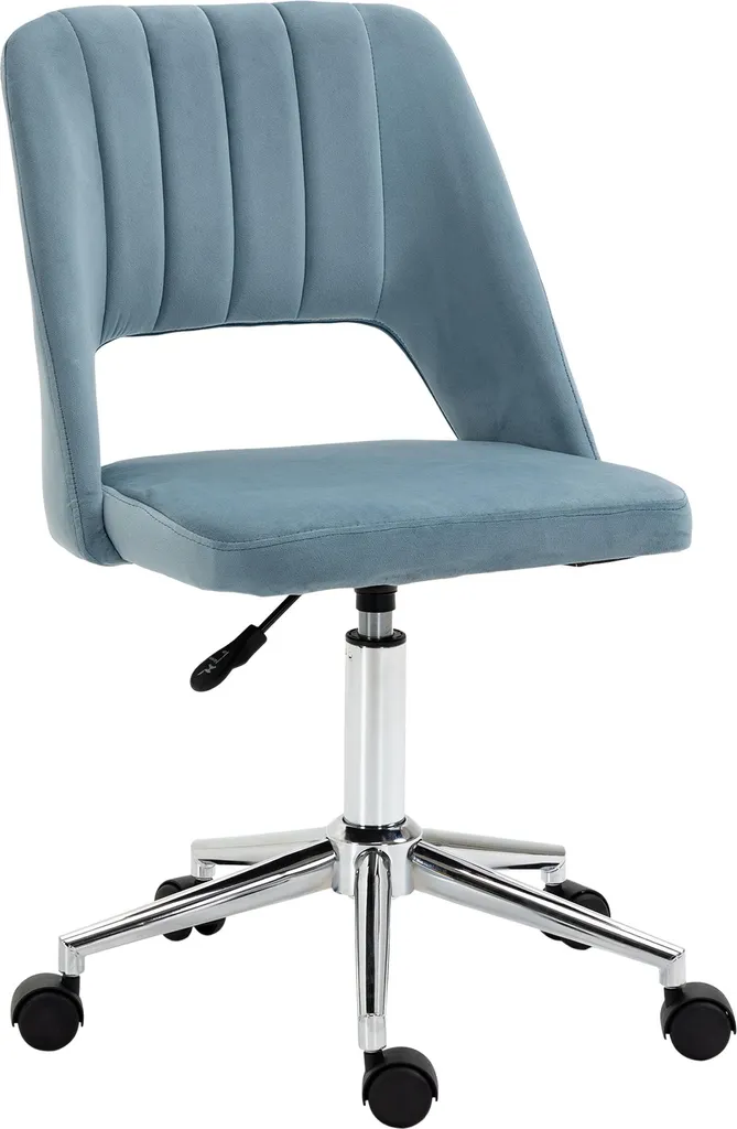 Sedia Girevole Fortuna Lai Velluto Blu: Ergonomia e Design da Ufficio