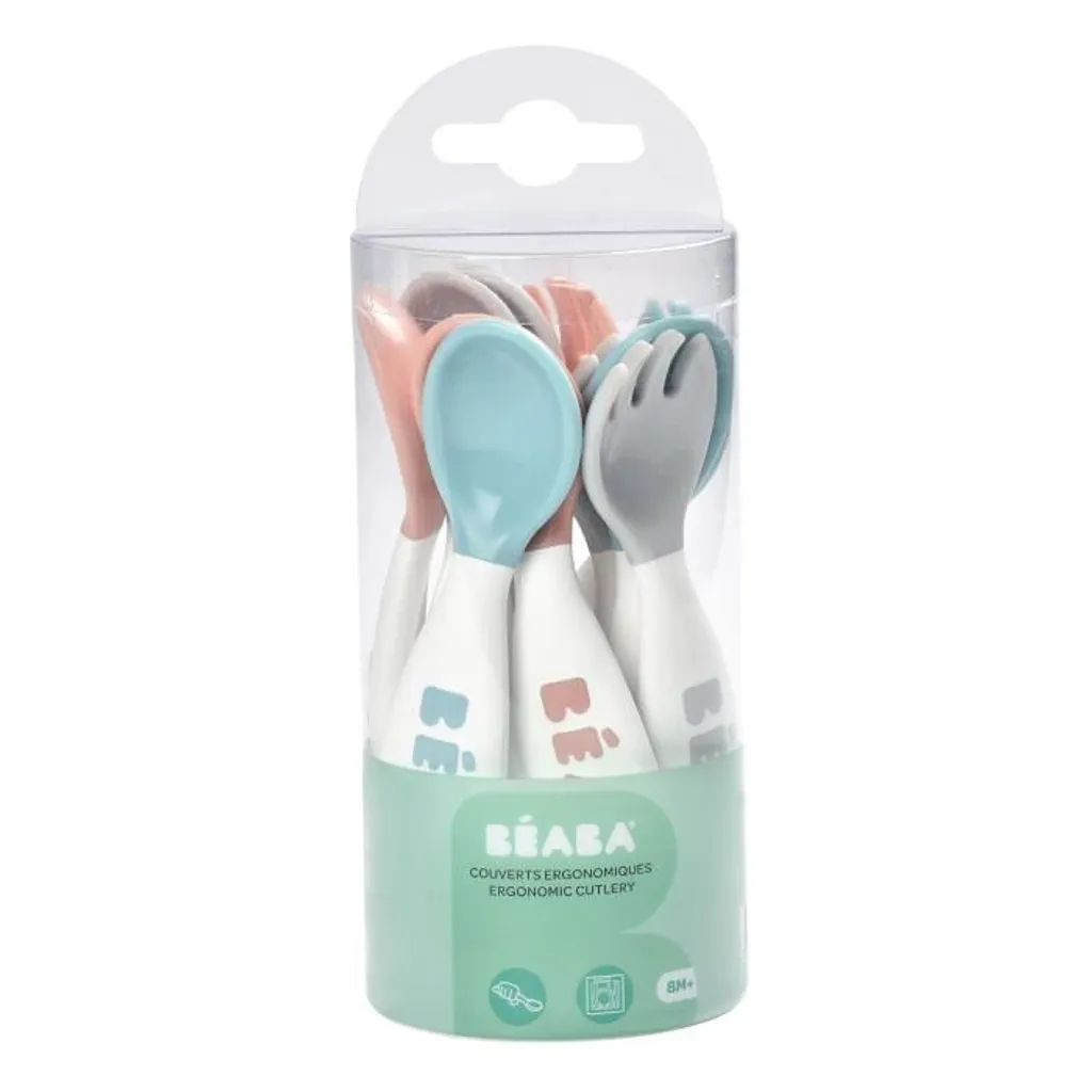 Cucchiai Silicone BEABA 4 Pezzi Grigio - Ergonomia Prime Pappe 4m+