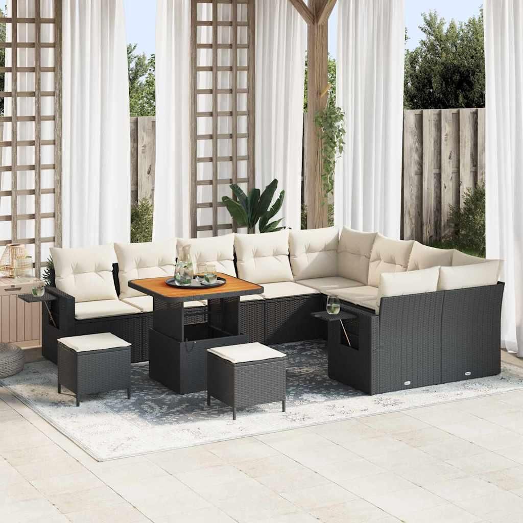 "2026 Promotion" Gartensofa-set 12 pcs - Schwarz Poly-Rattan - Gartenmöbelset CC19626