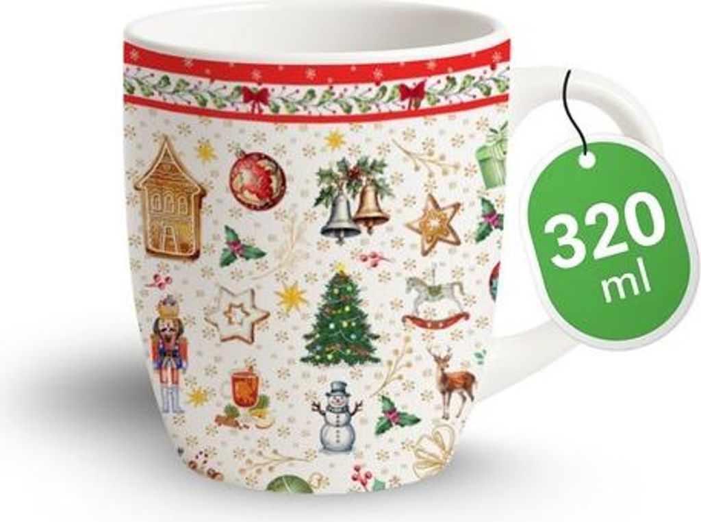 Tasse aus Porzellan Cozy Christmas Time red - Gemütliche Weihnachten rot 0,32L, Höhe 10,5cm