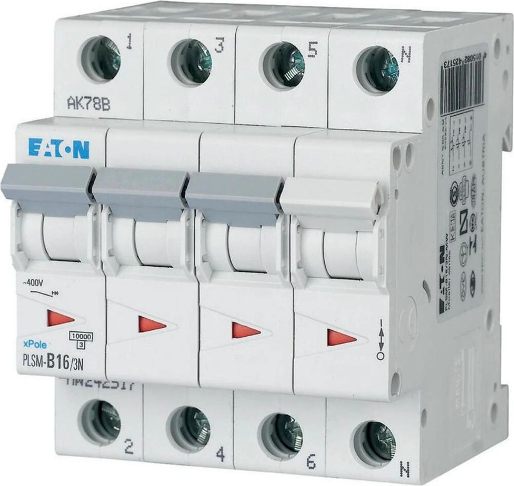Eaton LS-Schalter 10kA B 16A/3pol+N 4TE Eaton Produktbild 