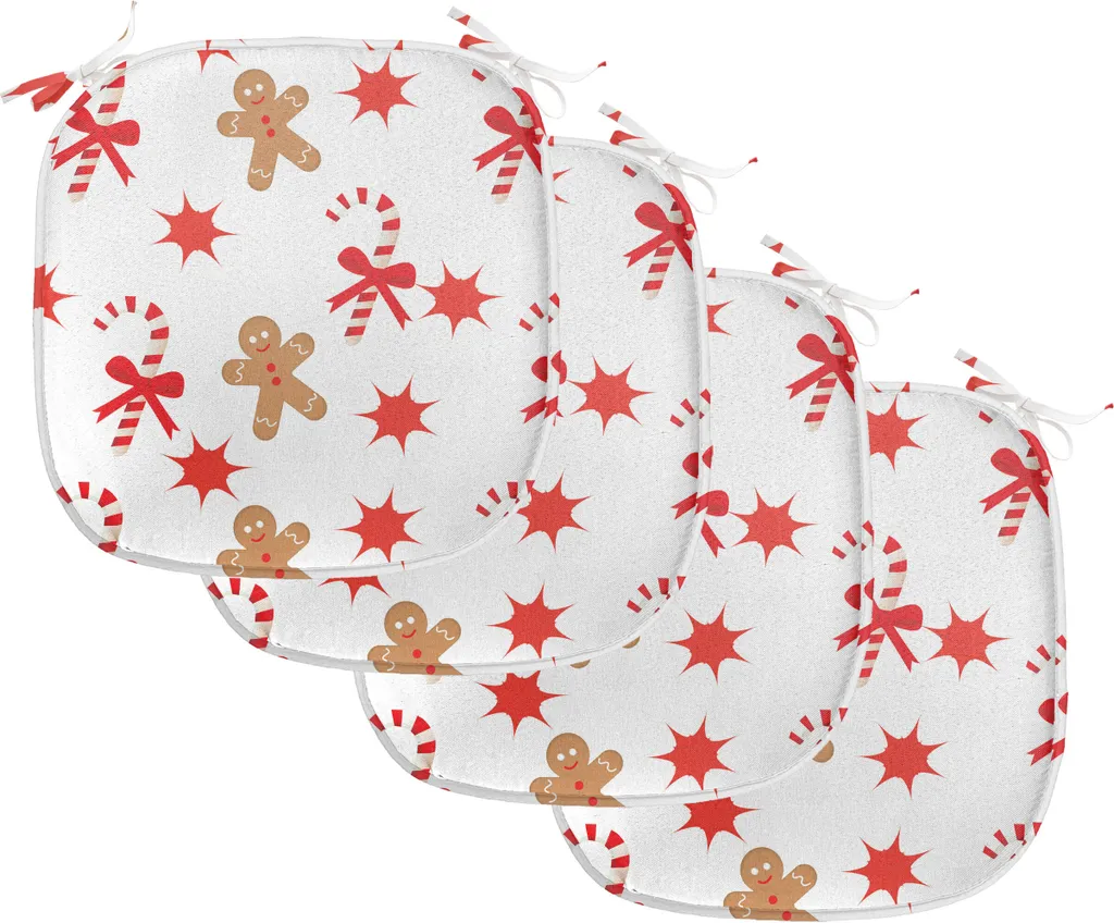 Coussin de Chaise Imperméable avec Sangles 40cm - Lot de 4 Décoratifs