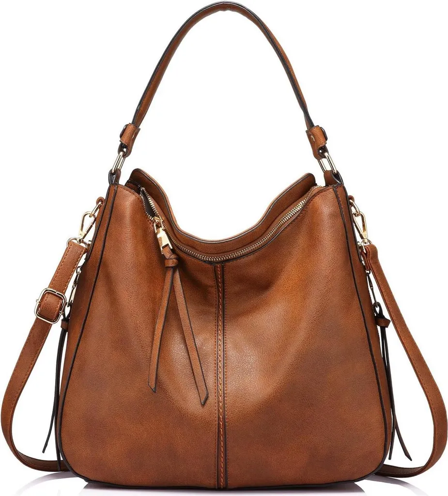 Sac à bandoulière Femme en similicuir marron : Grand sac cabas Designer