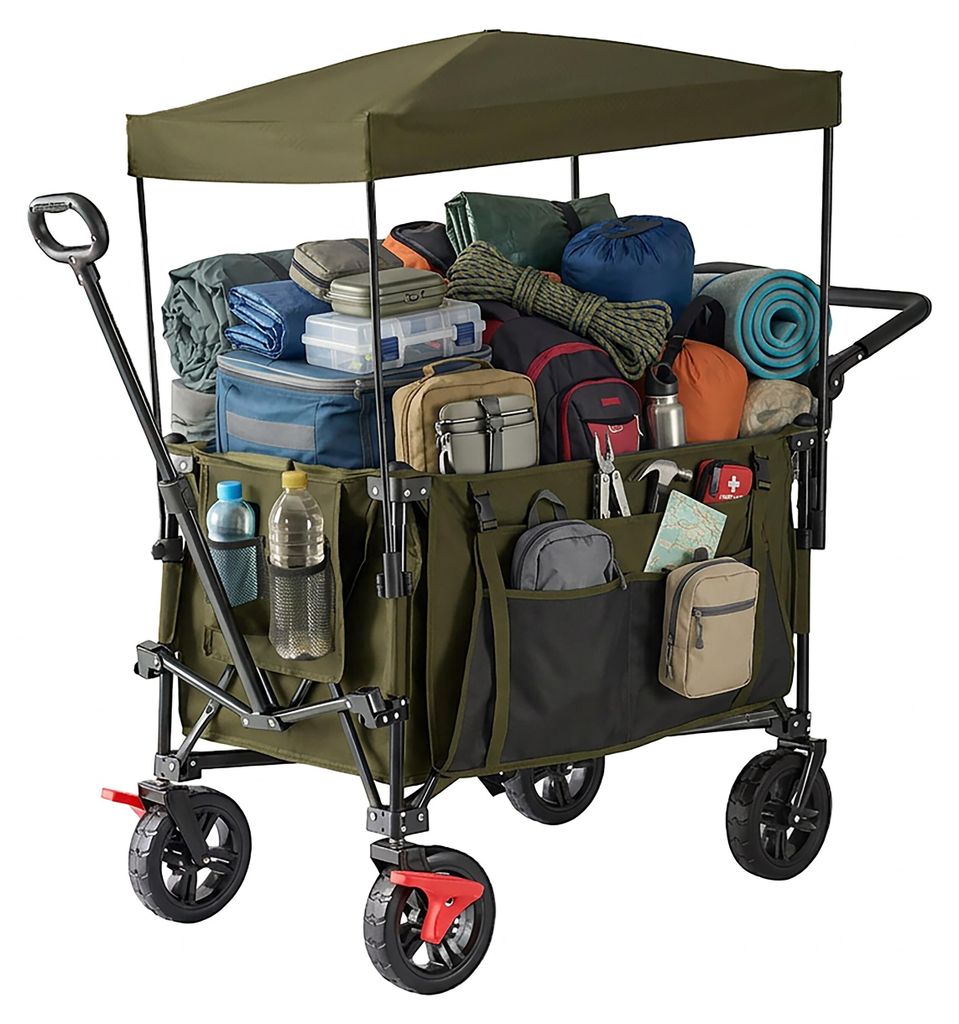 relaxdays Faltbarer Bollerwagen mit Dach