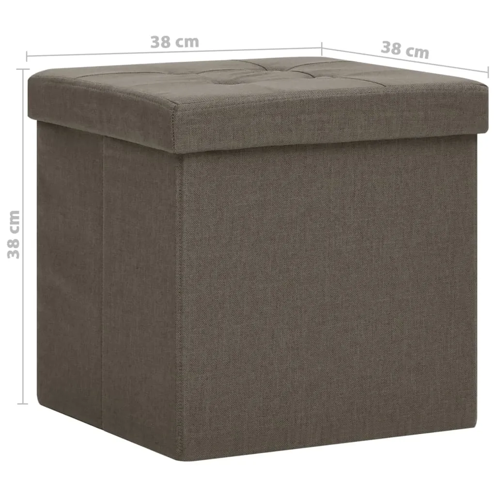 Tabouret gain de place avec coffre de rangement aspect lin, 2 pcs - 8