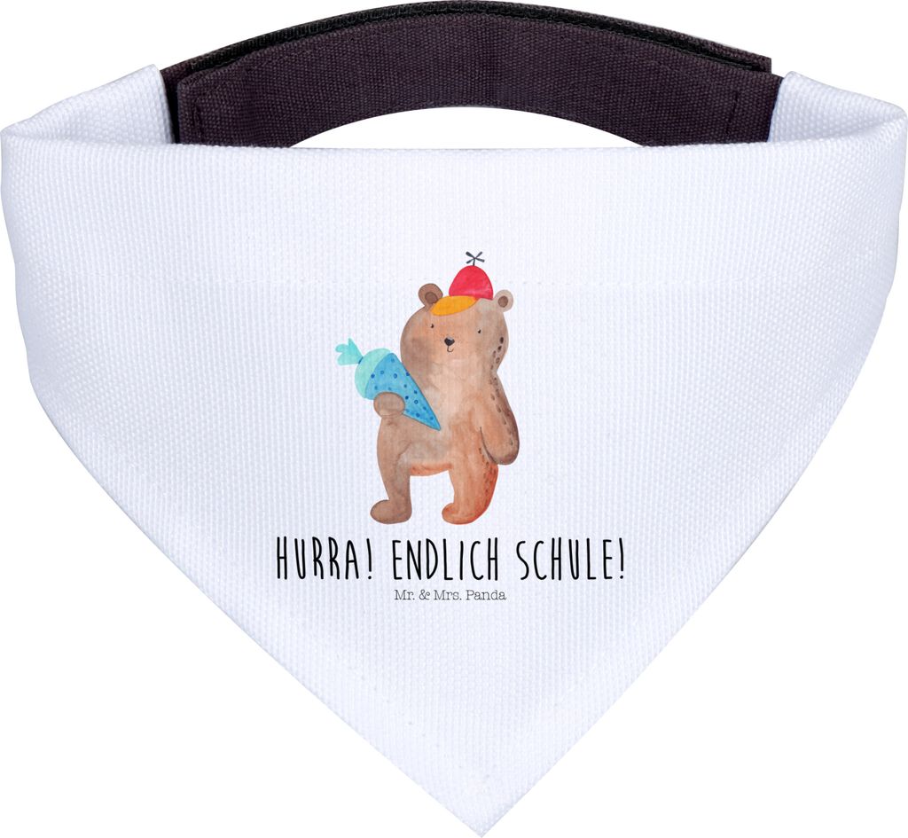 Mr. & Mrs. Panda Schal für Hunde Bär Schultüte - Weiß - Geschenk, Halstuch, Hund, Schulanfang, Hunde-Halstuch, Schulbeginn, Tuch, Grundschule, ...
