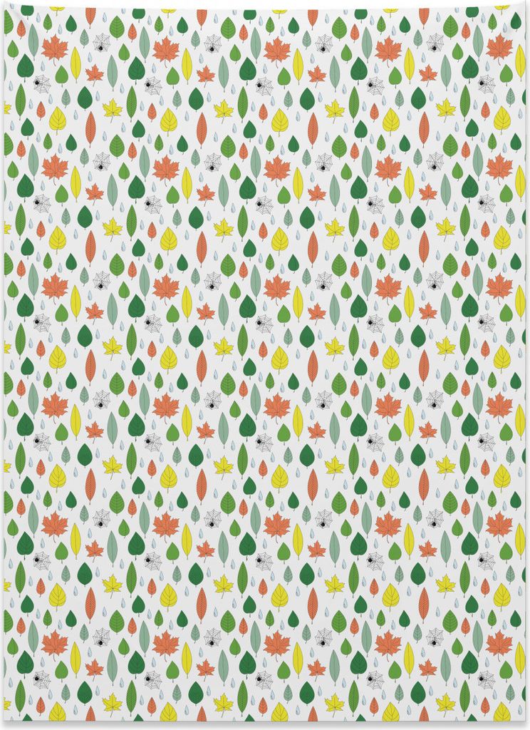 Abakuhaus Herbst Wandteppich, Laub Spinnen Regen aus Weiches Mikrofaser Stoff Kein Verblassen Klare Farben Waschbar, 110 x 150 cm, Mehrfarbig