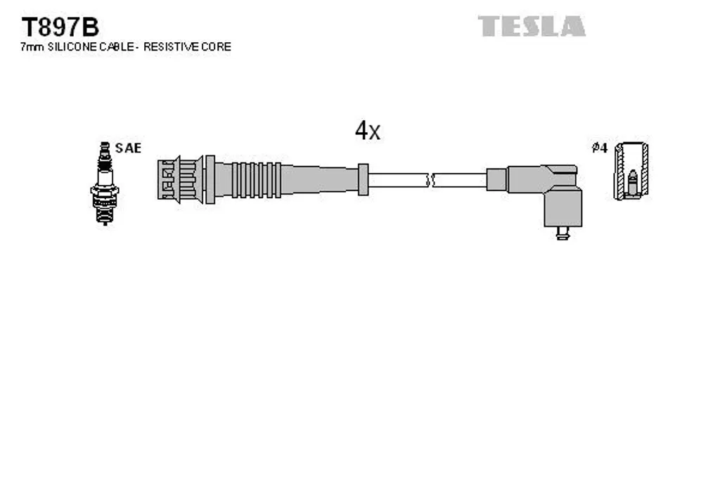 Câbles d'allumage silicone TESLA T897B haute tension pour FIAT 182