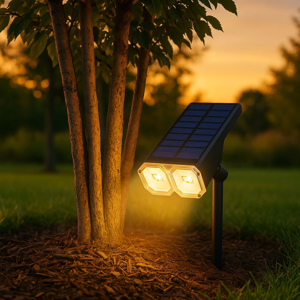 MasterLED Solar Gartenstrahler Duo – 2700K/6500K – IP44 Schwarz – USB und Solar – Außenleuchte mit Erdspieß