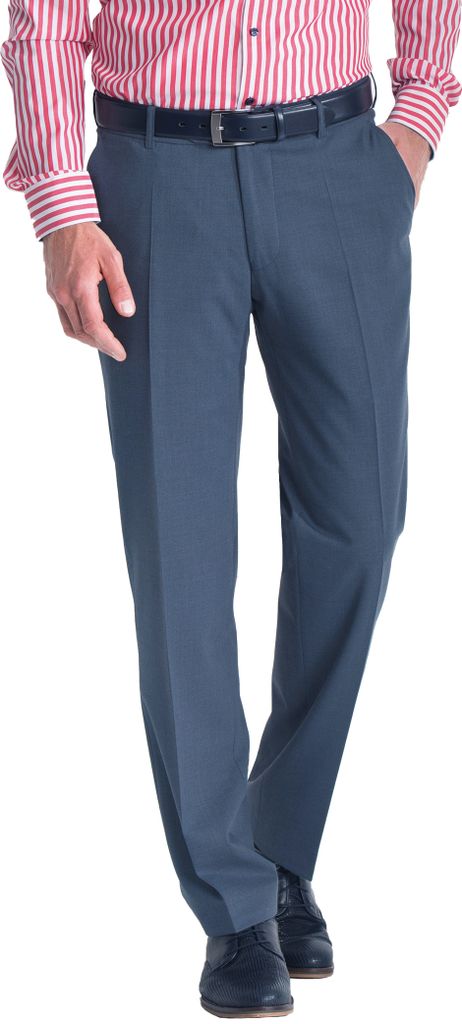 aubi Perfect Fit Herren Sommer Businesshose Anzughose Cool Finish Flat Front Modell 26 blau Größe 60