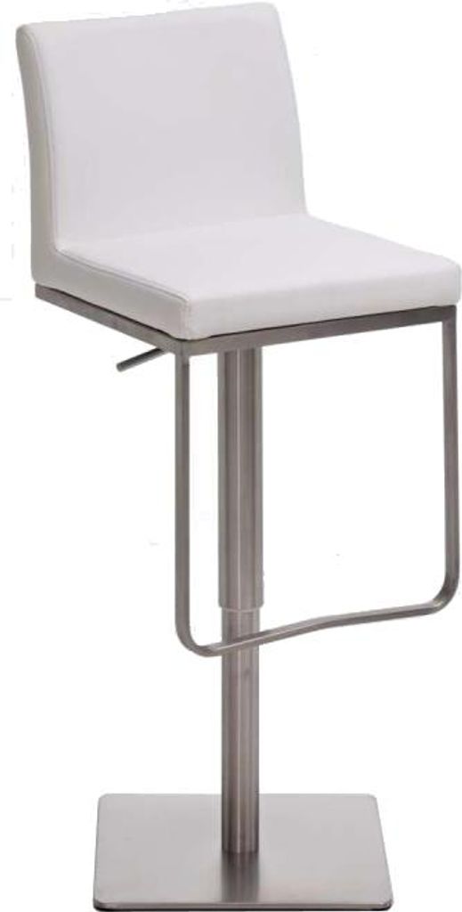 Barhocker CARIN - Kunstleder Weiß 42x44x86 cm Silber | Barstuhl Höhenverstellbar Mit Lehne Drehbar Tresenhocker Tresenstuhl Kneipenhocker Kneipen...