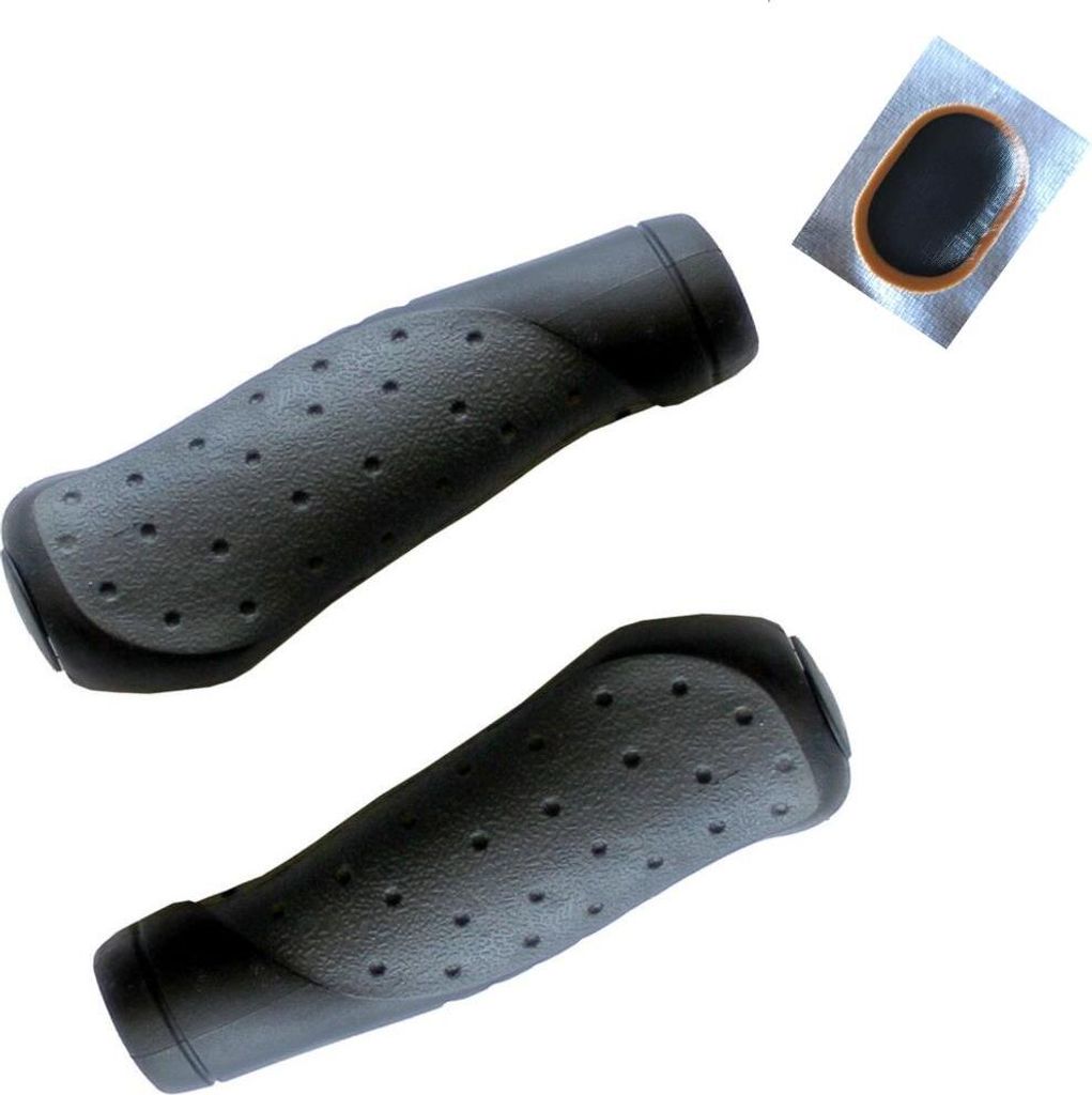 Velo Fahrradgriffe Fahrrad Lenkergriffe ergonomisch Griffe Schwarz Lang inkl. 1 x Schlauchflicken