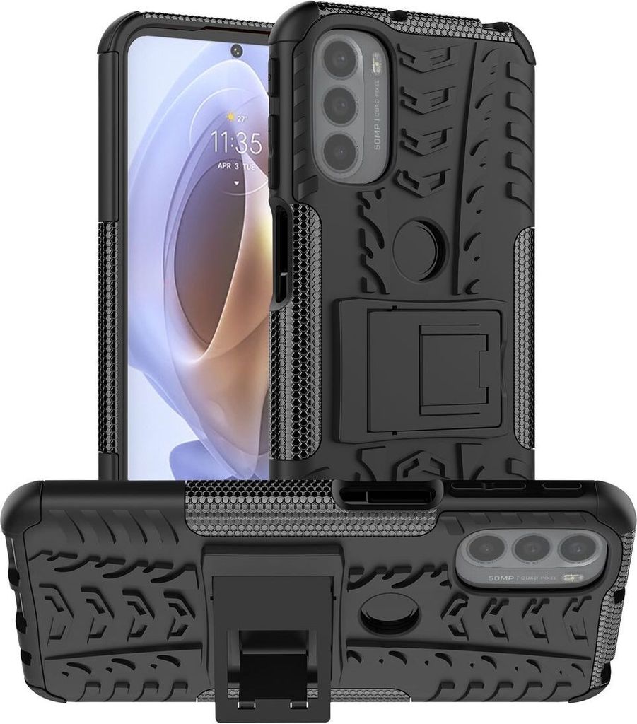 König Design Hülle kompatibel mit Motorola Moto G31 / G41 Kunststoff Soft Handyhülle - Handy Case Schwarz