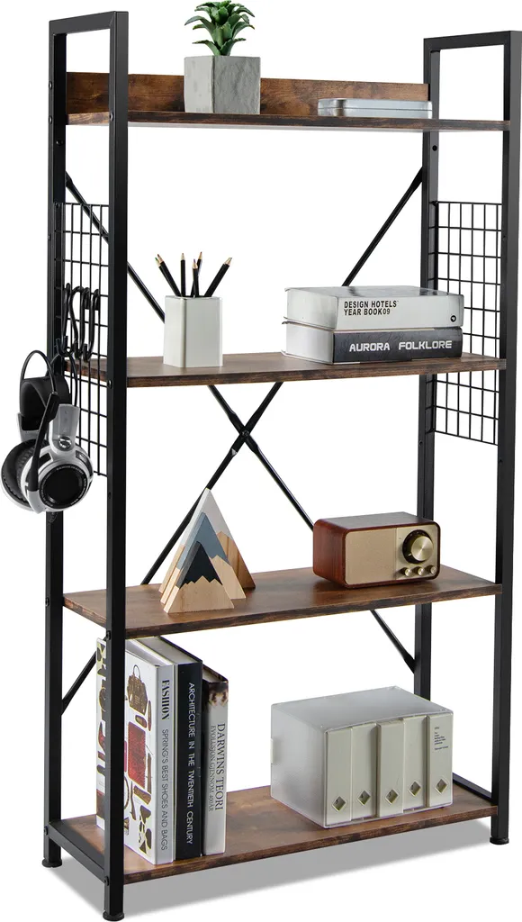 Étagère de stockage multifonctionnelle marron pour salon et bureau pro
