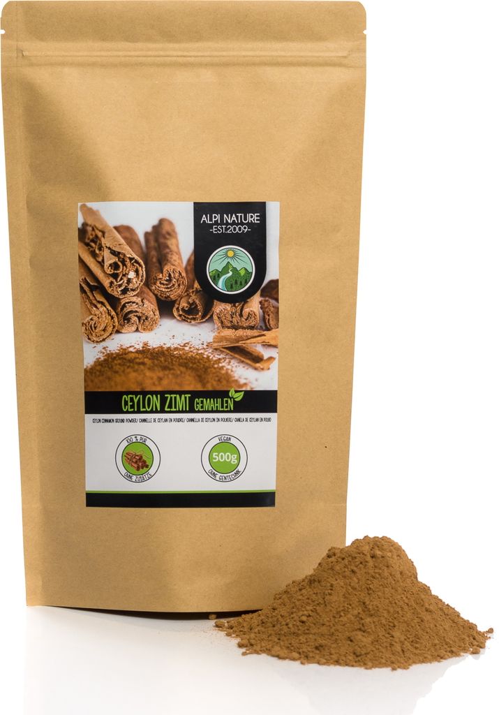 Ceylon Zimt (500g), Zimtpulver, 100% naturrein, Zimt schonend getrocknet und gemahlen, natürlich ohne Zusätze, vegan