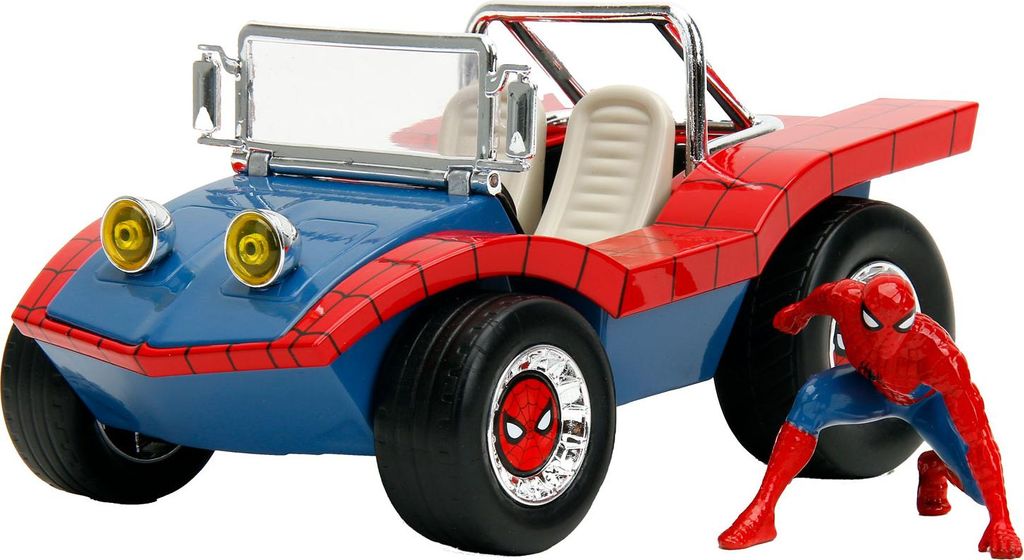 Jada Toys 253225030 Buggy blau rot mit Spiderman Figur 1:24