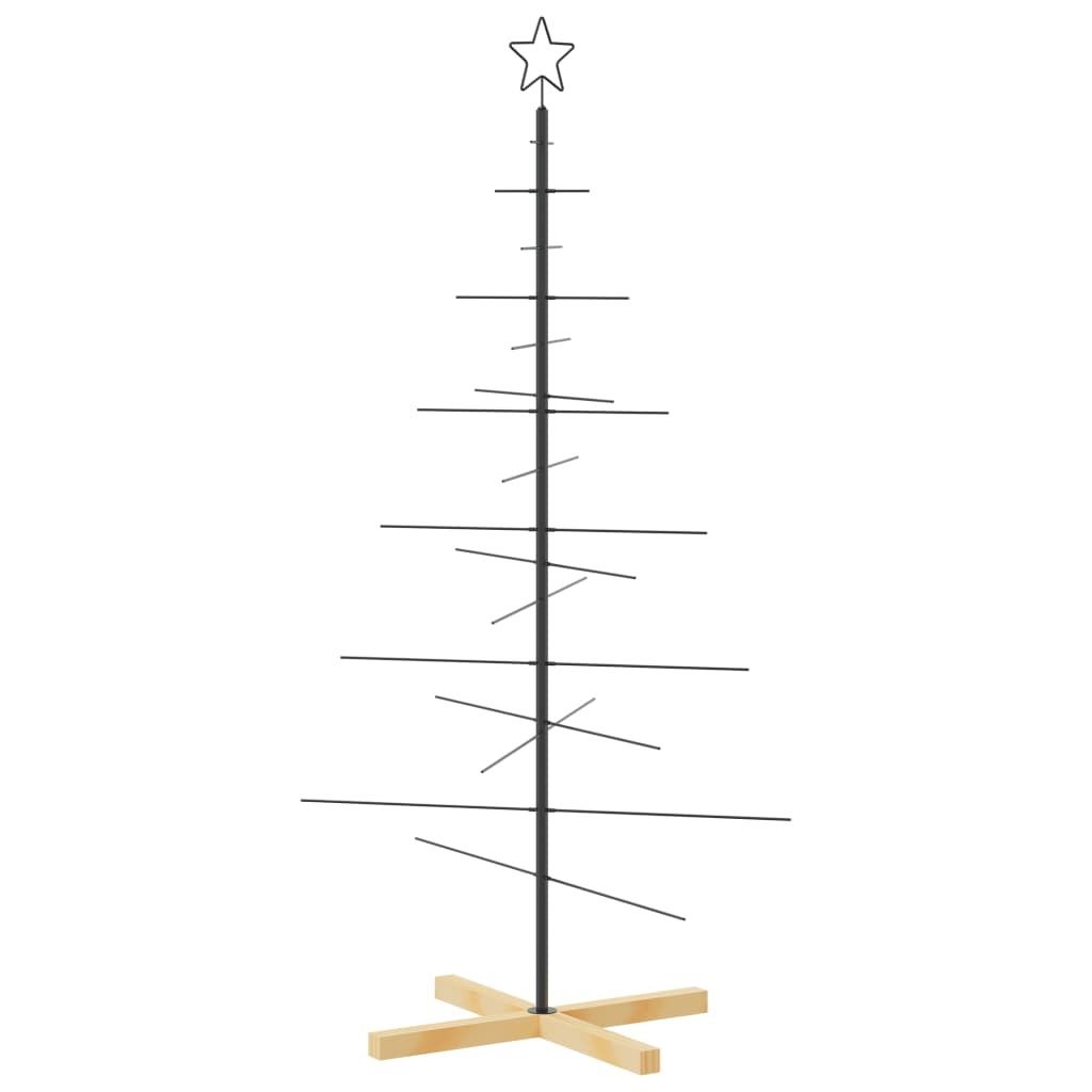 vidaXL Weihnachtsbaum Metall mit Holzständer Schwarz 150 cm Produktbild 