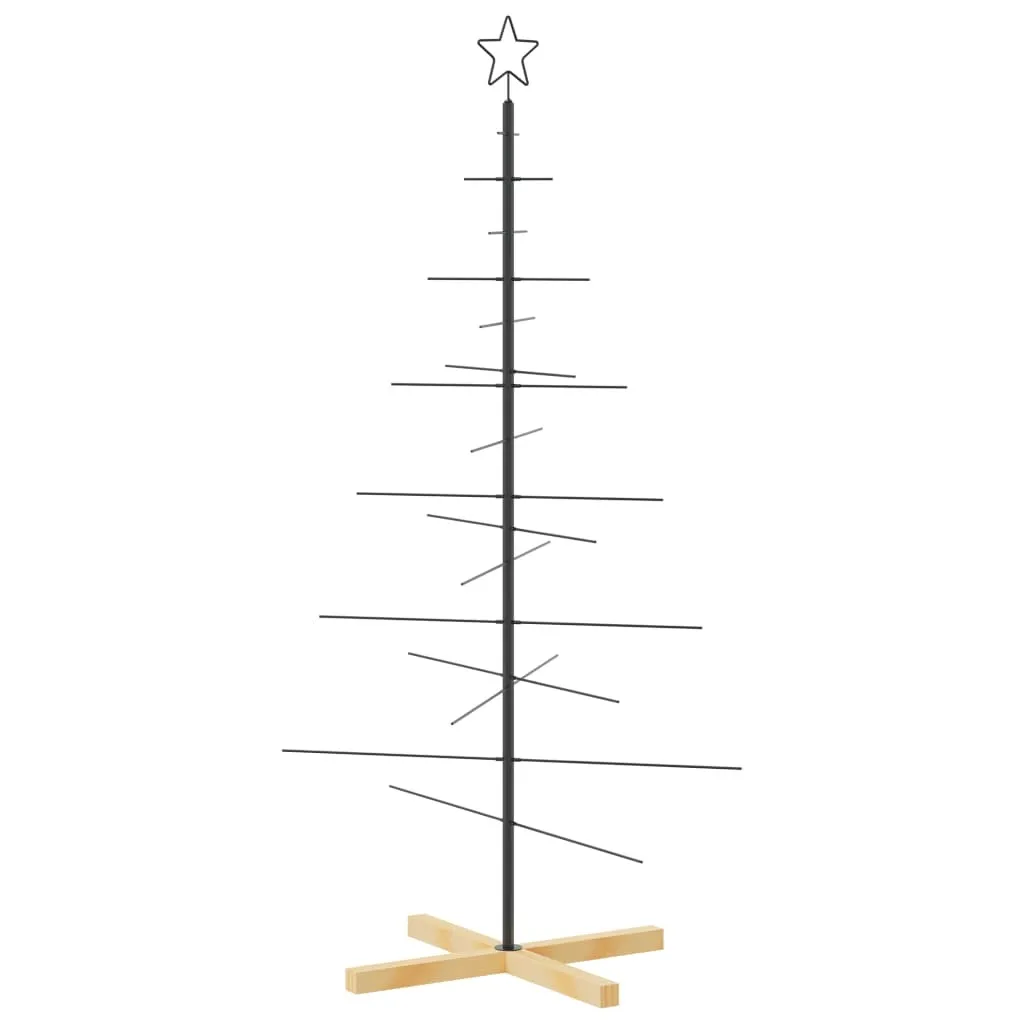 Sapin de Noël en métal 150 cm style industriel avec pied bois naturel