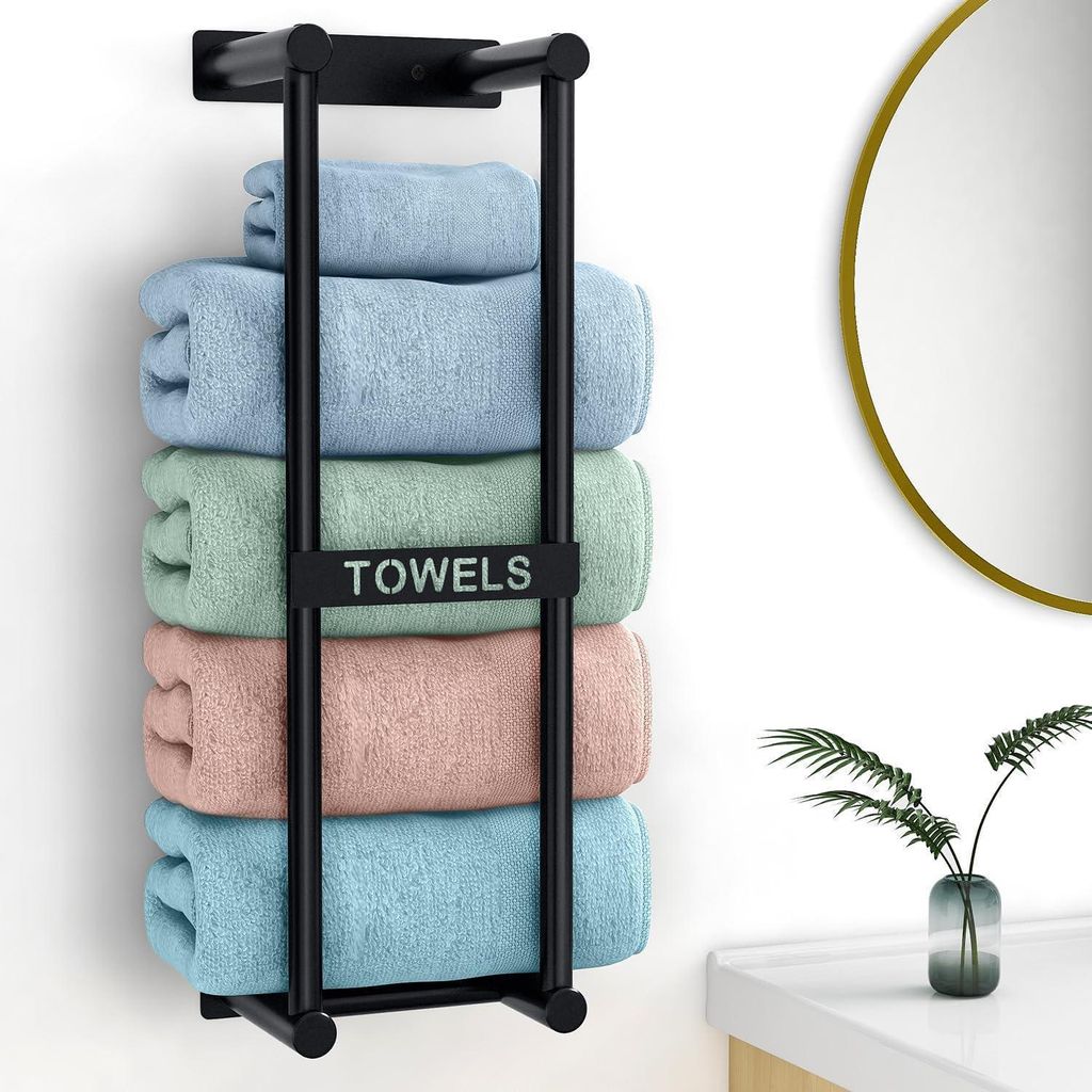 Portasciugamani da parete per bagno, nero, 56 cm, in Immagine del prodotto 