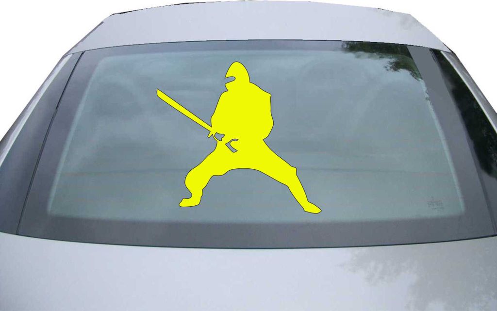 Indigos UG - Aufkleber Heckscheibe & Motorklappe DE2919 - neongelb - 600x553 mm - Ninja - Auto Scheiben Fenster Heckklappe Tuning Racing JDM - Die cut