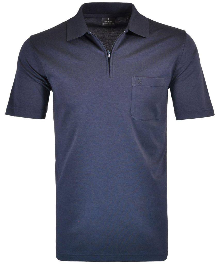Ragman H-Polo Polo Soft-Knit uni RV in blau