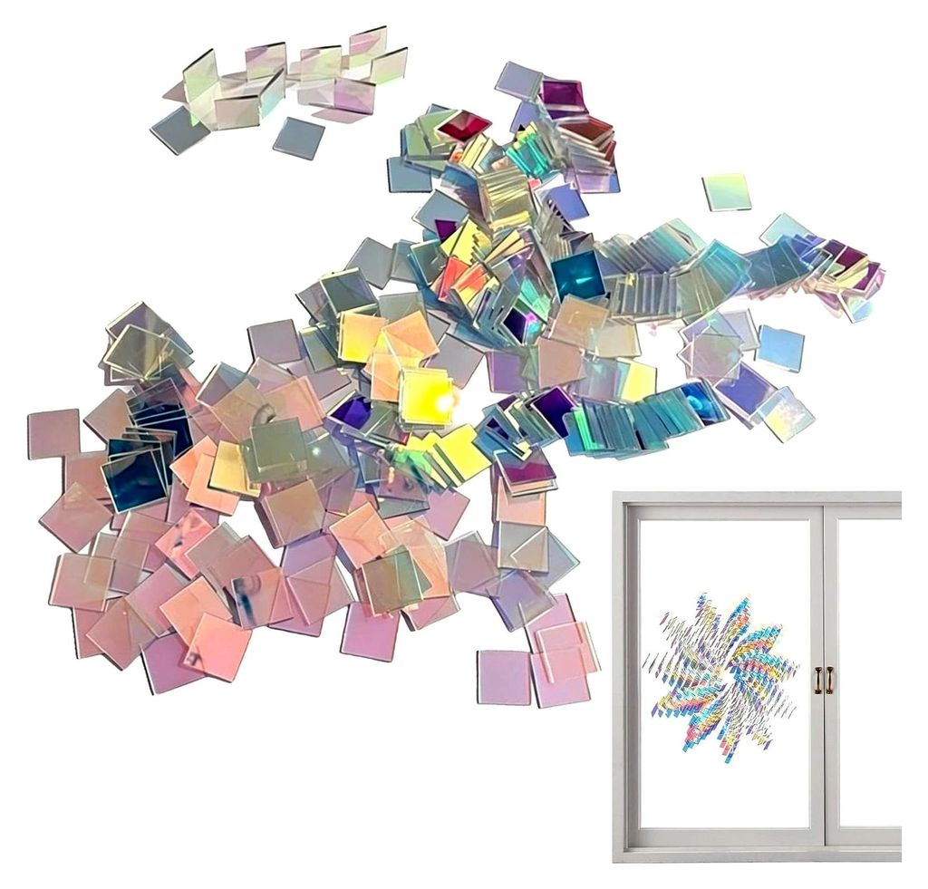 Holografische Acrylplatten – 3x3 cm | Regenbogen-Quadrat-Fliese | Bunte Schillernde Kunststoffplatte für DIY-Bastelmaterial und Dekoration