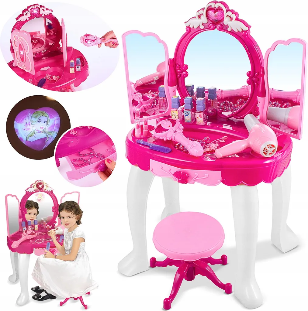 Coiffeuse Enfant Sécurisée : Miroir Magique et Tabouret sans Danger
