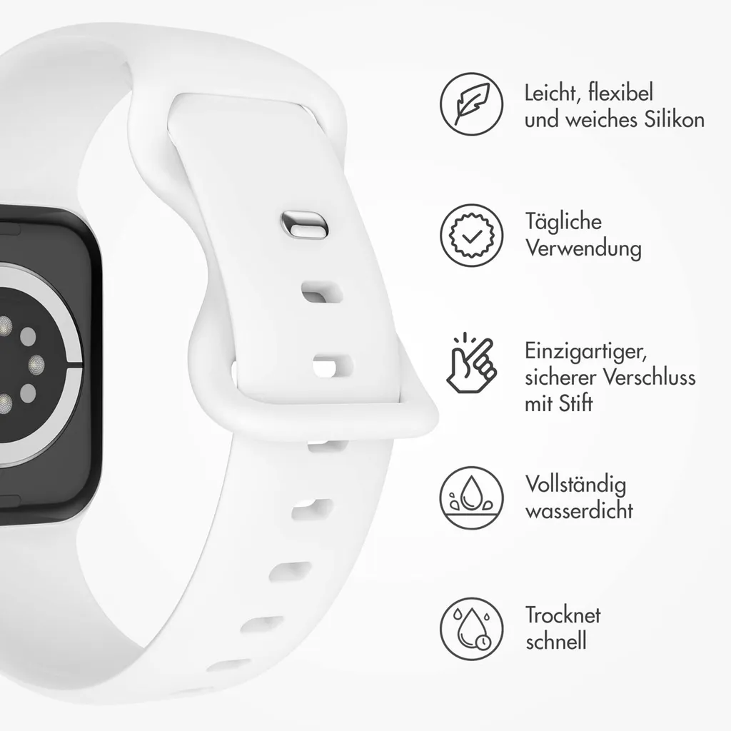 Watch Ultra - 49 mm, Watch Ultra 2 - 49 mm, Watch SE - 44 mm, Watch SE 2023 - 44 mm, Watch SE 2022 - 44 mm, Watch 9 - 45 mm, Watch 8 - 45 mm, Watch 7 - 45 mm, Watch 6 - 44 mm, Watch 5 - 44 mm, Watch 5 - 44 mm, Watch 4 - 44 mm, Watch 44 mm, Watch 42 mm, Watch 3 - 42 mm, Watch 2 - 42 mm, Watch 1 - 42 mm, Watch 1 - 42 mm, Watch 10 - 46 mm Cinturino: imoshion Silikonband 2.0 - 2