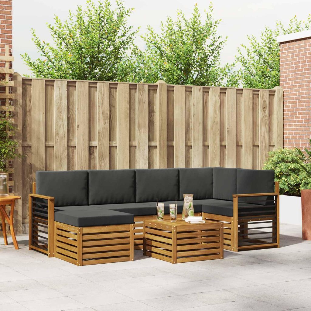 "Neues Produkt" Sofagarnituren - CLORIS - Terrassen-Sofa - 7 pcs - Natur und Anthrazit Massivholz Akazie - Modern Gartensofas V2084