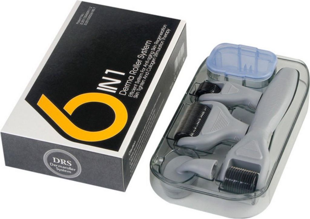 INF 6-in-1 Microneedle Derma Roller Kit ABS 4.8cm x 13cm x 3cm für Gesicht und Kopf Grau